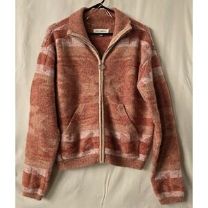 LUCKY BRAND southwest aztec full zip cardigan sweater track jacket Sz Medium